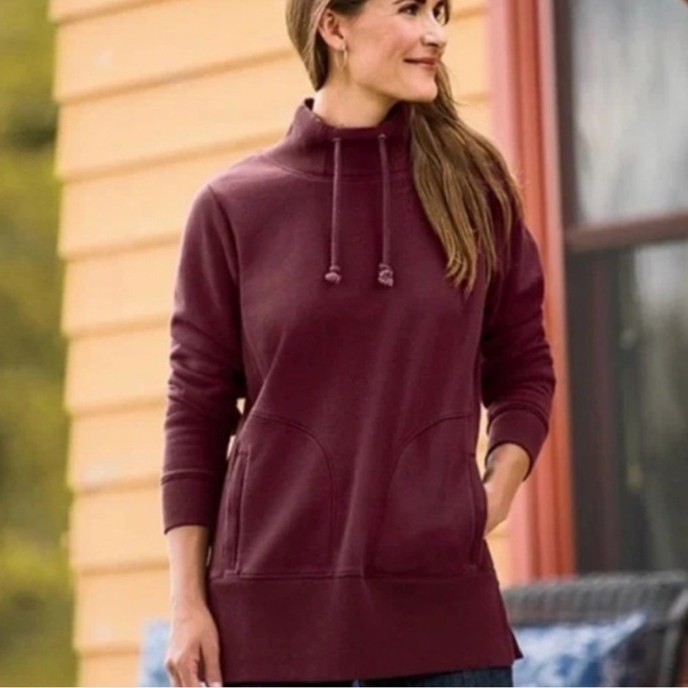 Duluth Trading Company Large Funnel Neck Sweatshirt, Mulberry, Size S